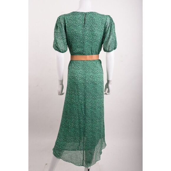 Zara Womans Maxi Dress Size L Green Navy White Specks Belted 9878/076 NWT - Picture 5 of 6